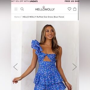 Hello Molly Ruffled Out Dress Blue Floral